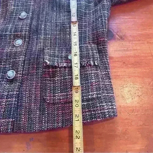 Sundance Brown Orange Rust Tweed Buttoned Jacket Collarless Fringe 8 Wool blend - Picture 8 of 10